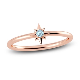 Juliette Maison Natural Aquamarine Starburst Ring 10K Rose Gold