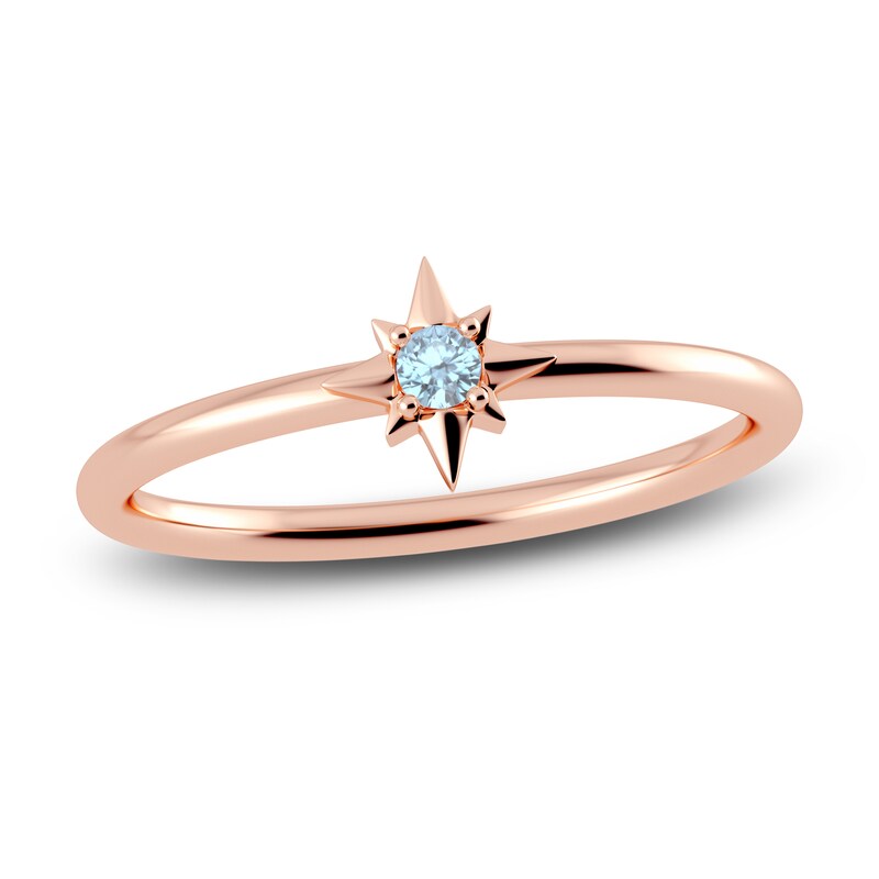 Main Image 1 of Juliette Maison Natural Aquamarine Starburst Ring 10K Rose Gold
