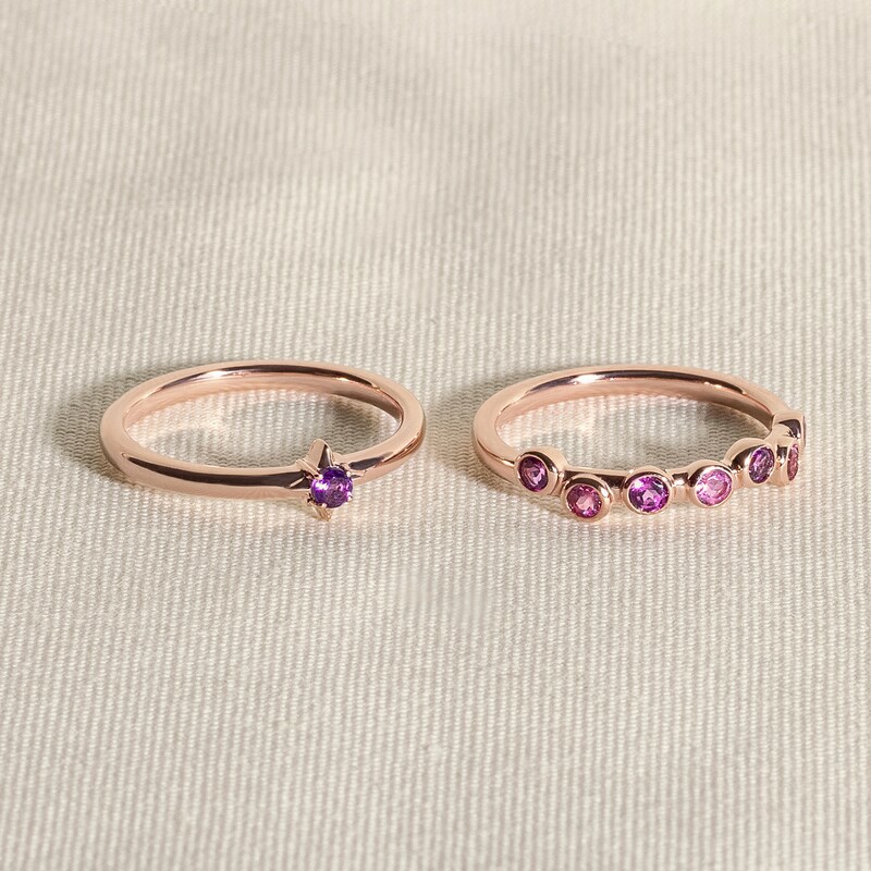 Main Image 4 of Juliette Maison Natural Aquamarine Starburst Ring 10K Rose Gold