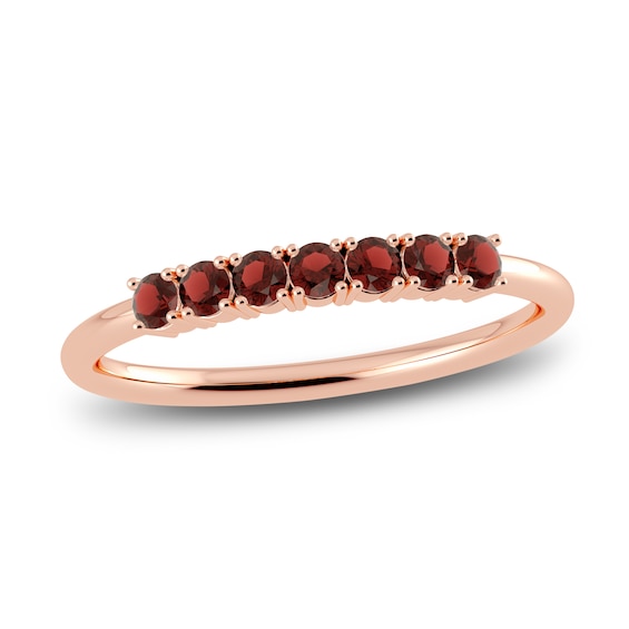 Juliette Maison Natural Garnet Half Eternity Ring 10K Rose Gold