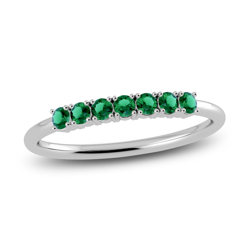 Main Image 1 of Juliette Maison Natural Emerald Half Eternity Ring 10K White Gold