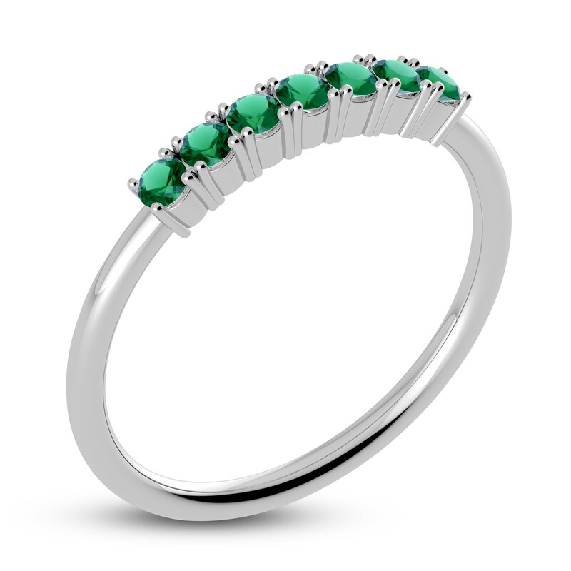 Main Image 2 of Juliette Maison Natural Emerald Half Eternity Ring 10K White Gold