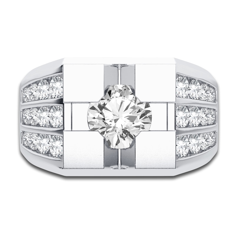 Men's Lab-Created Diamond Ring 2 ct tw Round 14K White Gold