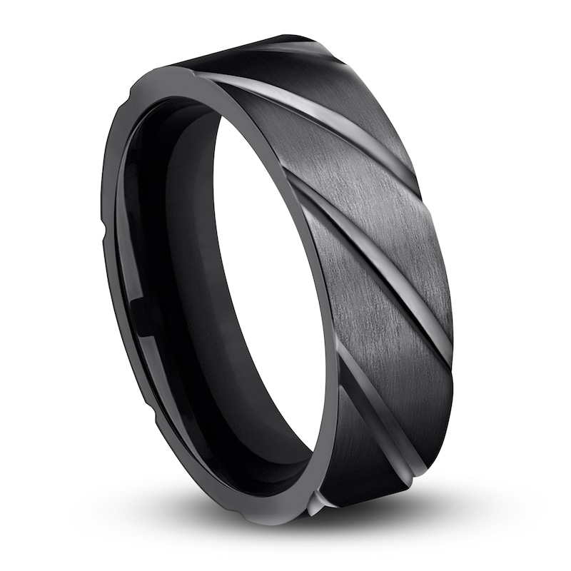 Main Image 2 of Swirl Wedding Band Black Titanium 7.0mm