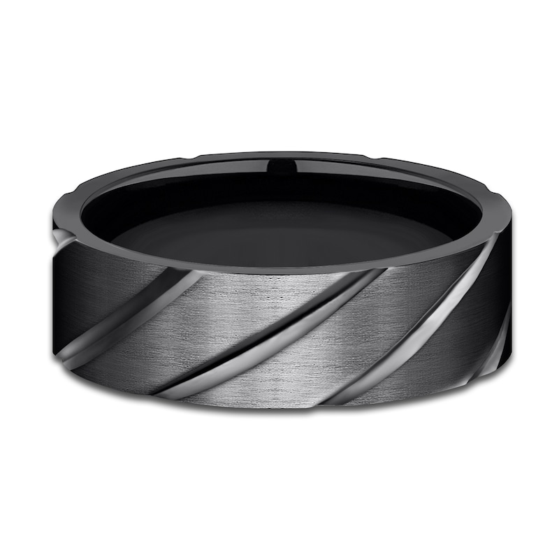 Main Image 3 of Swirl Wedding Band Black Titanium 7.0mm