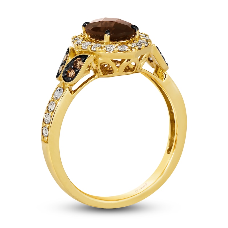 Main Image 2 of Le Vian Natural Chocolate Quartz Ring 1/2 ct tw Diamonds Round 14K Honey Gold