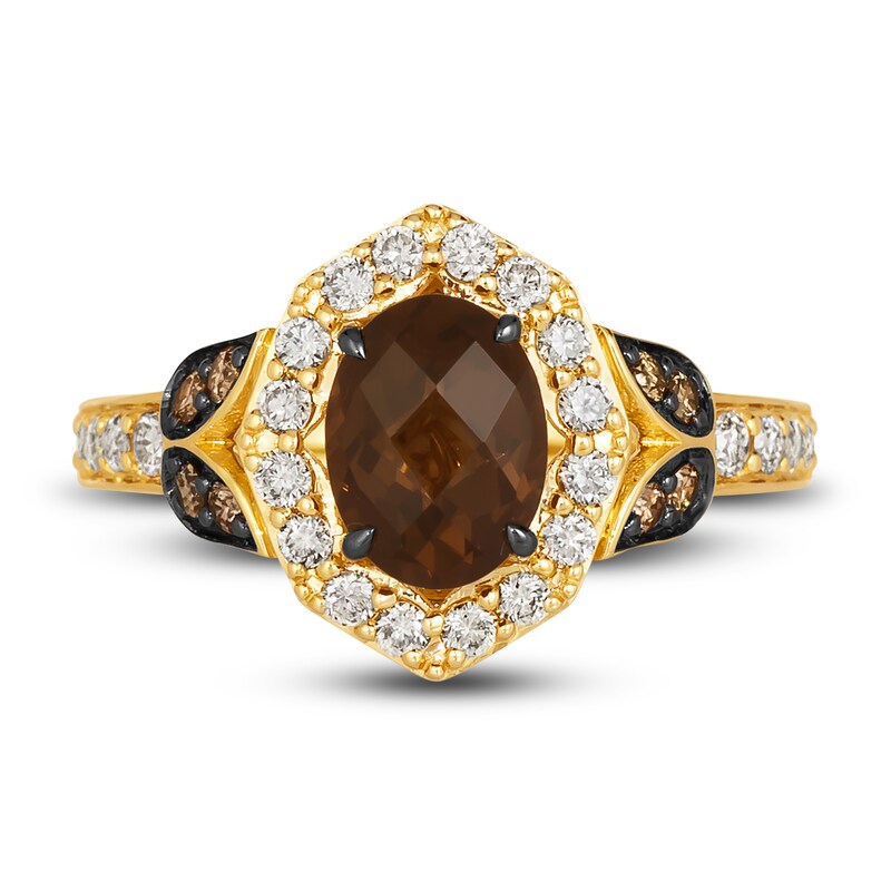 Main Image 3 of Le Vian Natural Chocolate Quartz Ring 1/2 ct tw Diamonds Round 14K Honey Gold