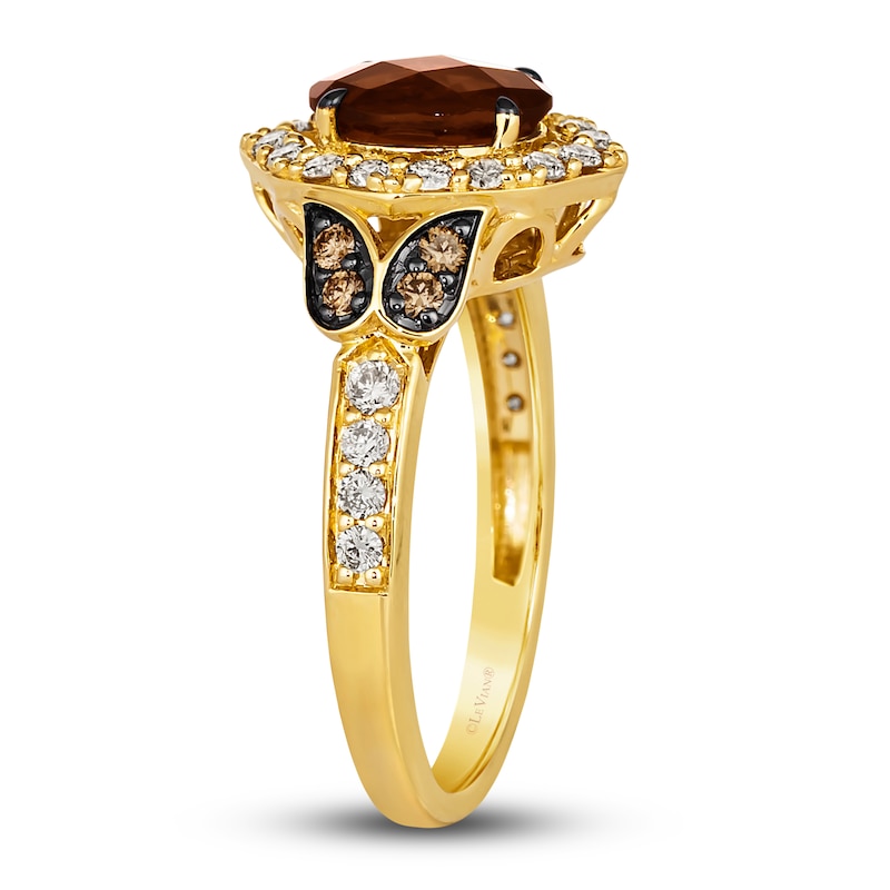 Main Image 4 of Le Vian Natural Chocolate Quartz Ring 1/2 ct tw Diamonds Round 14K Honey Gold