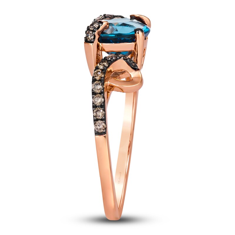 Le Vian Wrapped In Chocolate Natural Blue Topaz Ring 1/4 ct tw Diamonds 14K Strawberry Gold