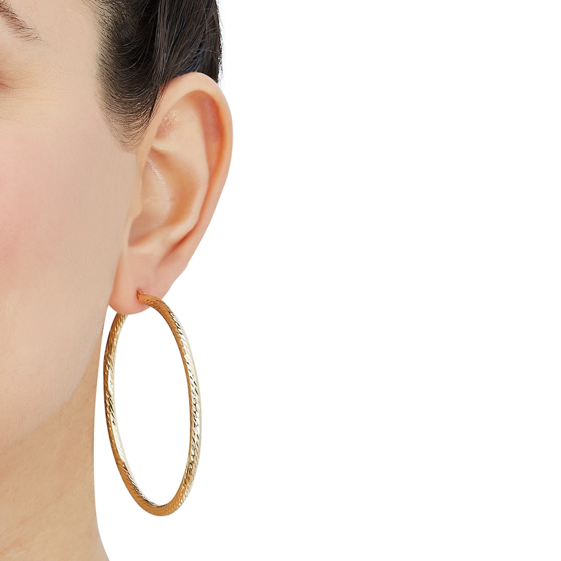 Main Image 3 of Tube Hoop Earrings 10K Yellow Gold 50mm