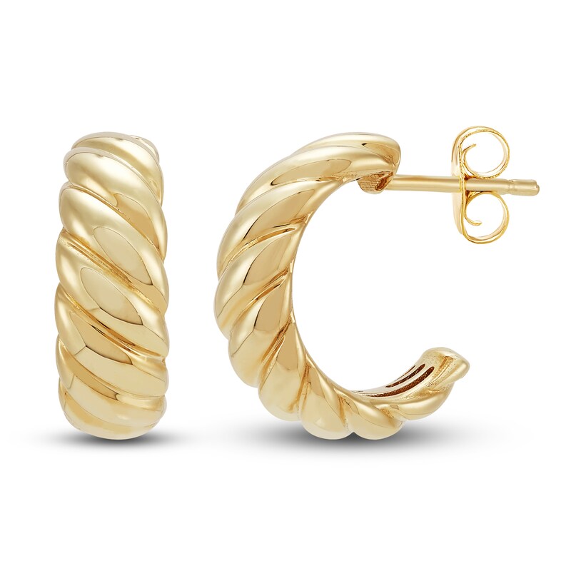 Hollow Hoop Earrings 10K Yellow Gold 16mm