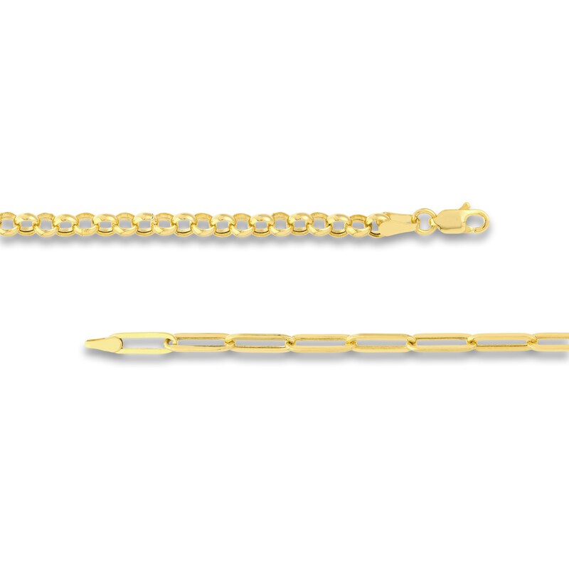 Main Image 3 of Hollow Paperclip & Rolo Chain Necklace 14K Yellow Gold 3.8mm