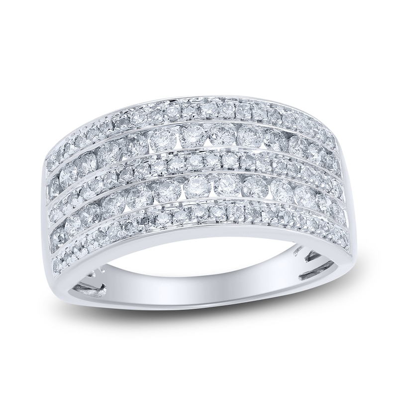 Diamond Multi-Row Anniversary Band 1 ct tw Round 14K White Gold