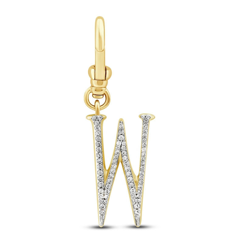 Charm'd by Lulu Frost Diamond Letter W Charm 1/8 ct tw Pavé Round 10K Yellow Gold