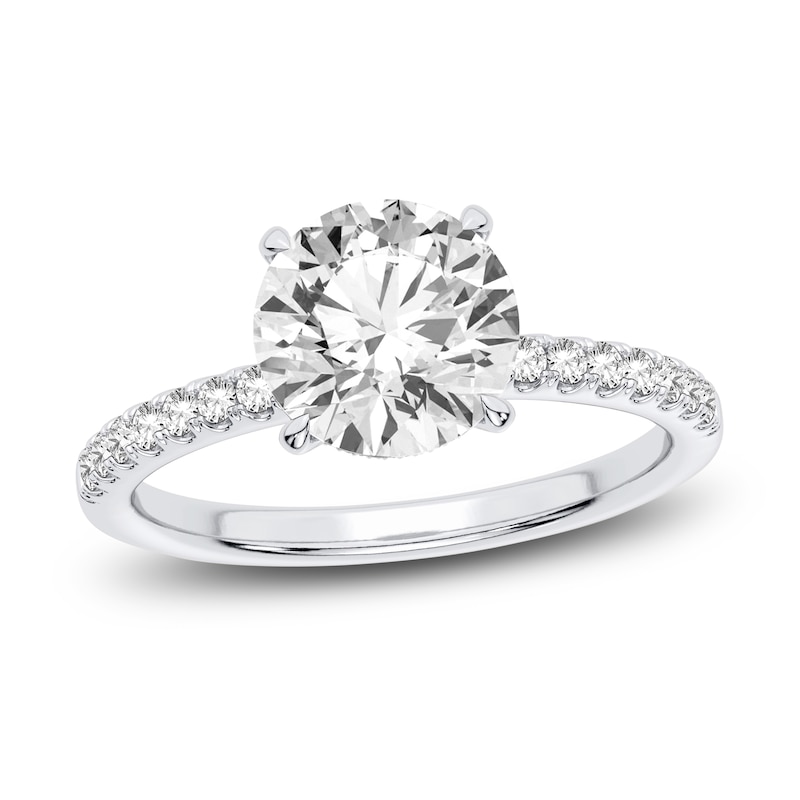 Lab-Created Diamond Engagement Ring 2-1/4 ct tw Round 14K White Gold