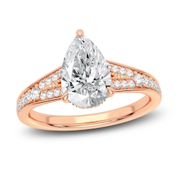 Lab-Grown Diamond Engagement Ring 2-1/3 ct tw Pear/Round 14K Rose Gold
