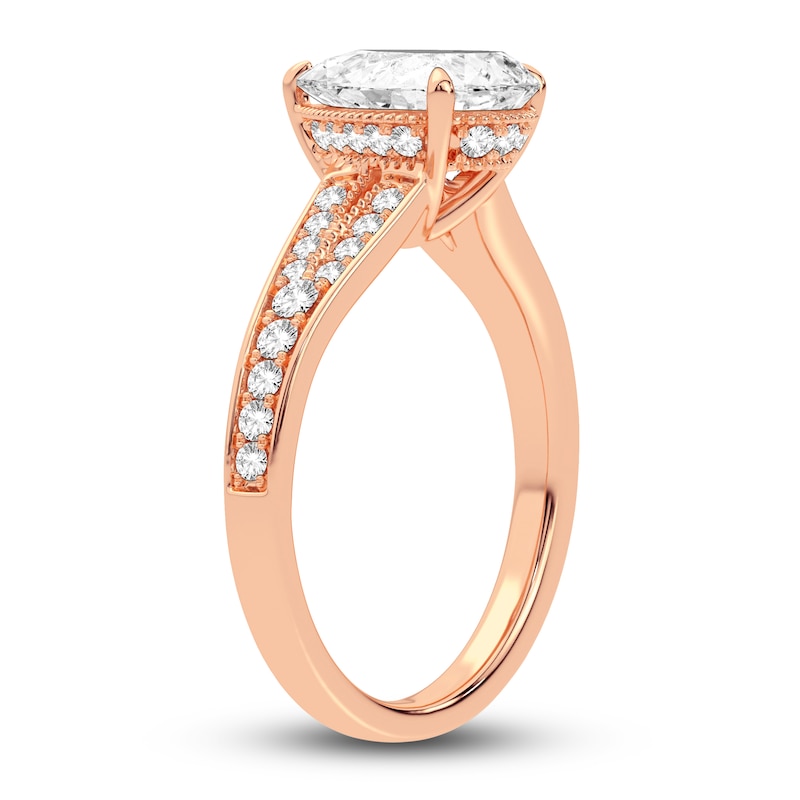 Main Image 2 of Lab-Created Diamond Engagement Ring 2-1/3 ct tw Pear/Round 14K Rose Gold