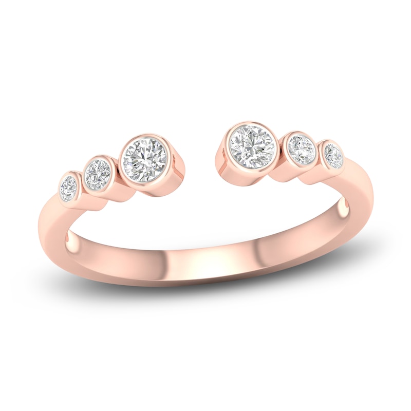 Main Image 1 of Diamond Bezel Open Cuff Ring 1/5 ct tw Round 14K Rose Gold