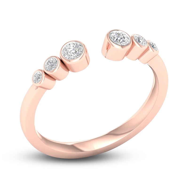 Main Image 2 of Diamond Bezel Open Cuff Ring 1/5 ct tw Round 14K Rose Gold