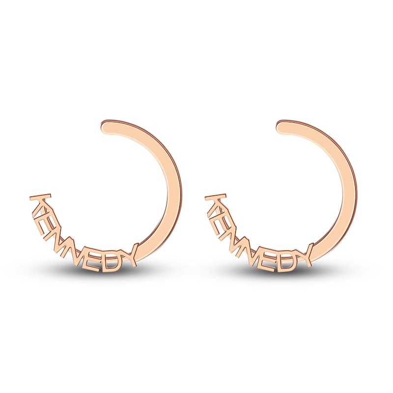 Main Image 1 of Personalized Name High-Polish Hoop Earrings Rose Gold-Plated Sterling Silver 43mm