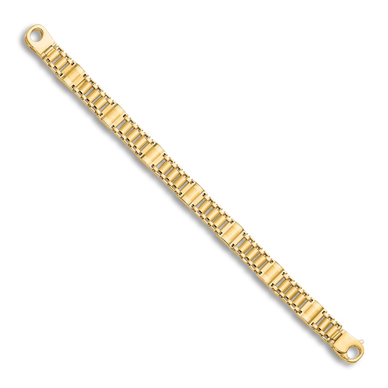 Men's High-Polish Hollow Link Chain Bracelet 14K Yellow Gold 8.5"
