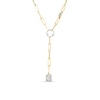 Thumbnail Image 1 of Kallati Diamond Paperclip Necklace 3/4 ct tw Round/Baguette 14K Yellow Gold 16"