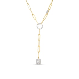 Kallati Diamond Paperclip Necklace 3/4 ct tw Round/Baguette 14K Yellow Gold 16"