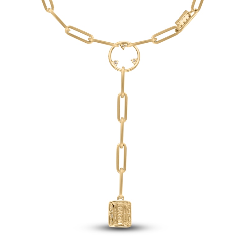 Main Image 4 of Kallati Diamond Paperclip Necklace 3/4 ct tw Round/Baguette 14K Yellow Gold 16"