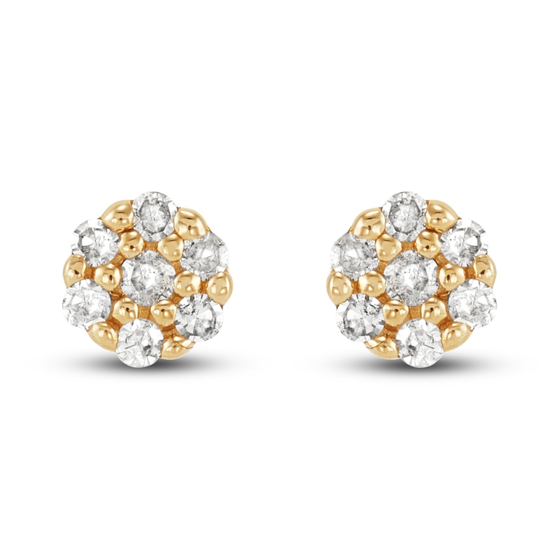 Kids Jewelry - 14K Yellow Or White Gold Diamond Flower Screw Back Earrings