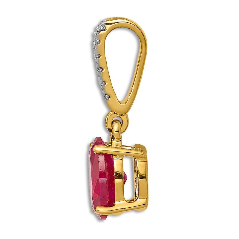 Main Image 2 of Natural Ruby Pendant Charm Diamond Accents 14K Yellow Gold