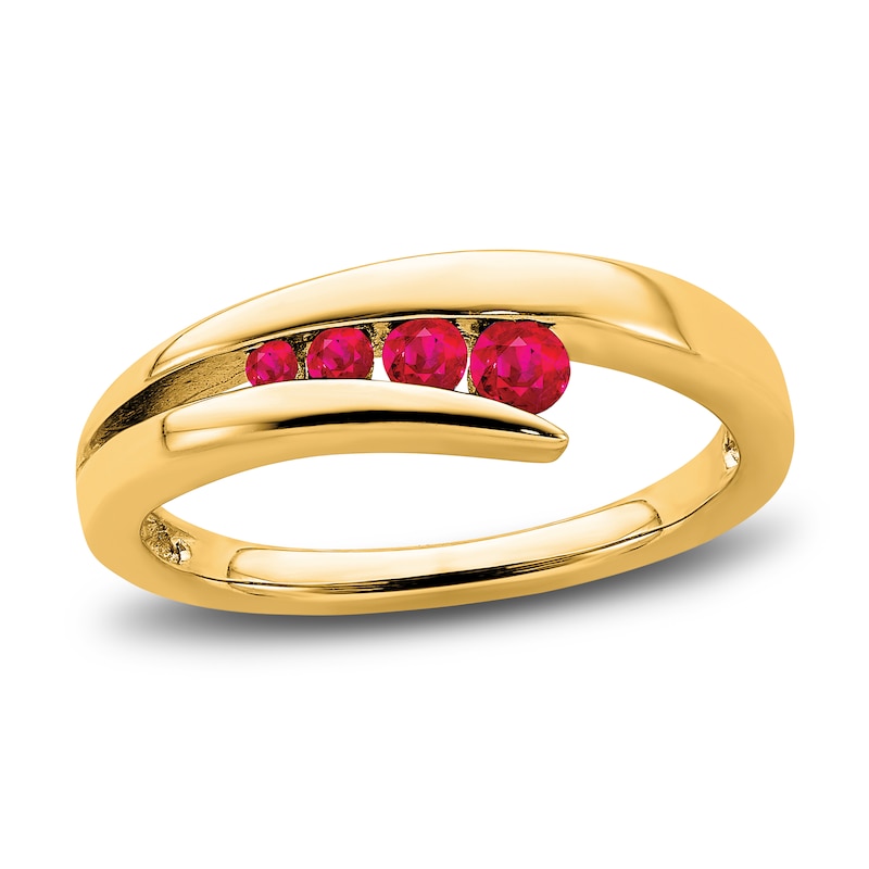 Natural Ruby 4-Stone Ring 14K Yellow Gold