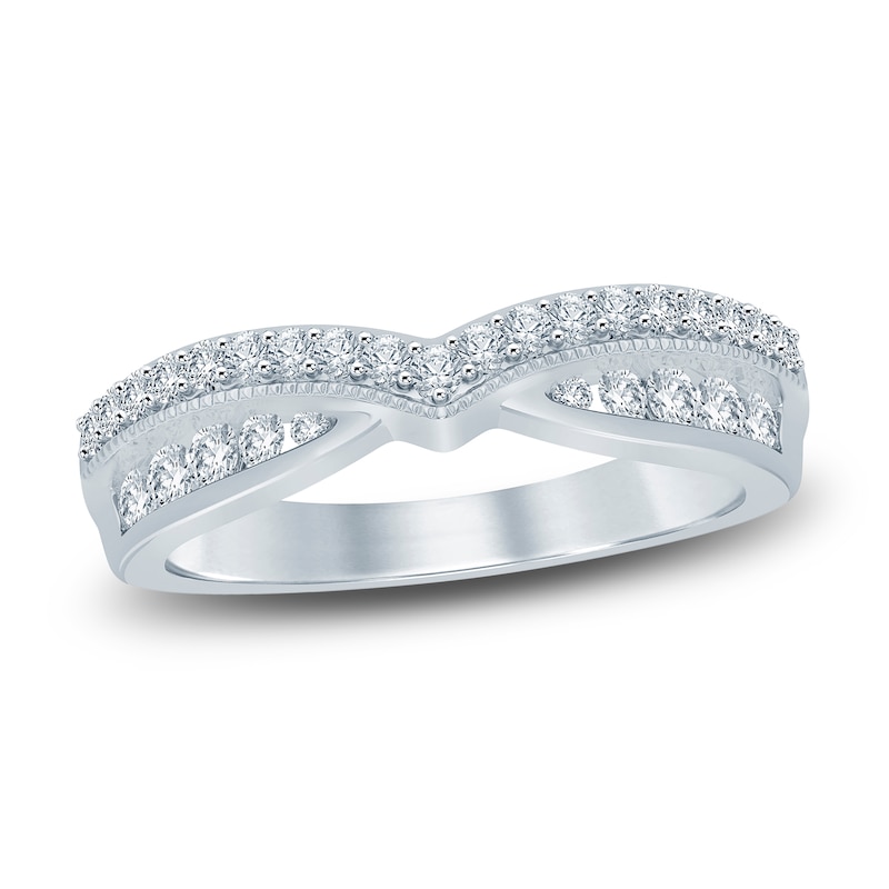 Main Image 1 of Diamond Contour Anniversary Band 1/2 ct tw Round 14K White Gold
