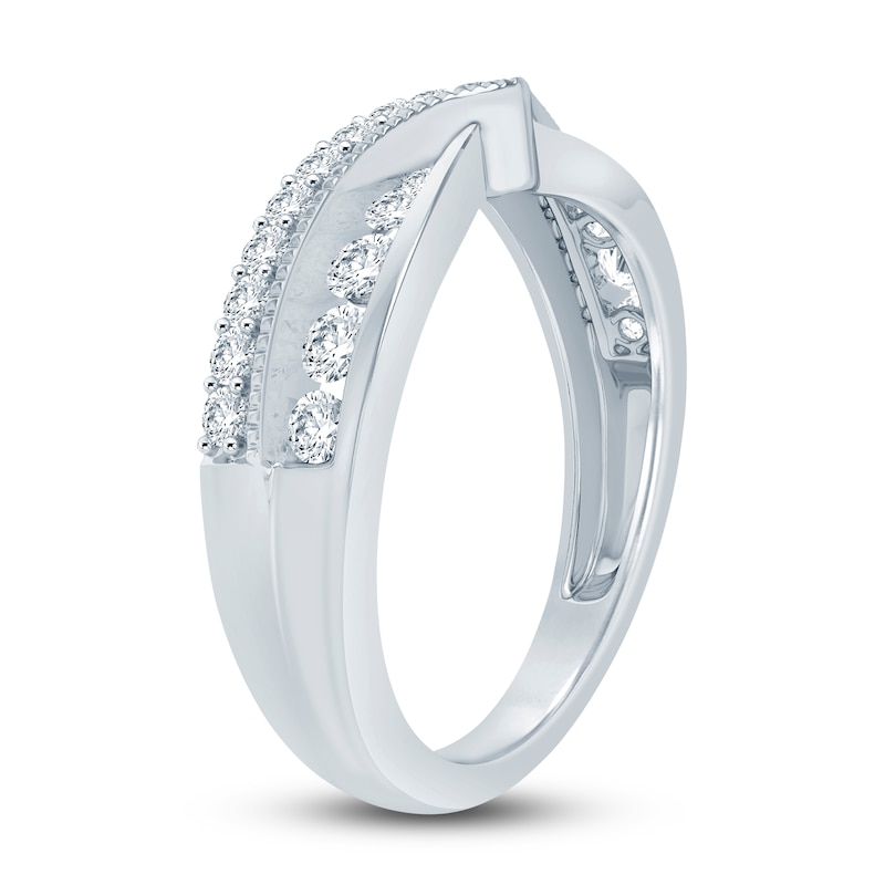 Main Image 2 of Diamond Contour Anniversary Band 1/2 ct tw Round 14K White Gold