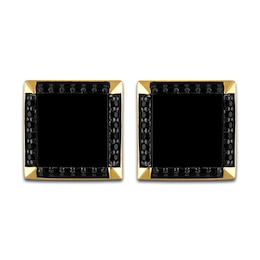 1933 by Esquire Men's Lab-Created Onyx & Natural Black Spinel Stud Earrings 18K Yellow Gold-Plated Sterling Silver