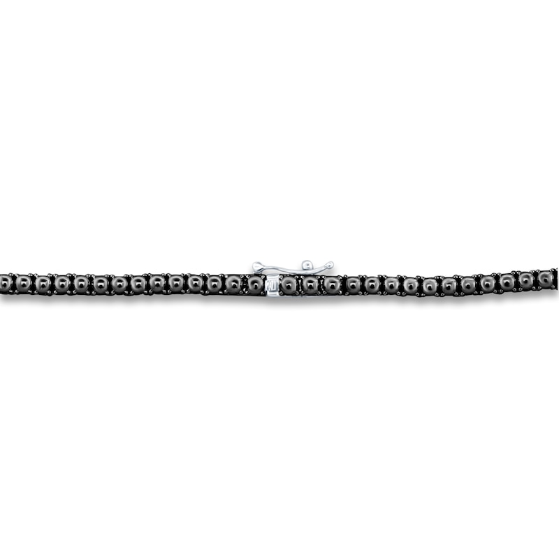 Main Image 3 of Men's Black Diamond Tennis Necklace 2 ct tw Round 14K White Gold 24"