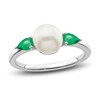 Thumbnail Image 1 of Freshwater Cultured Pearl & Natural Emerald Ring 14K White Gold