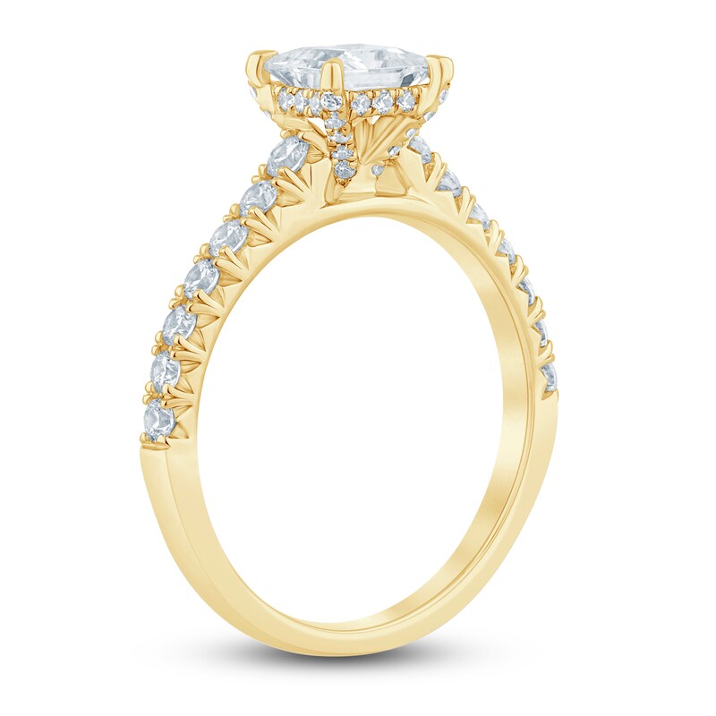 Main Image 2 of Diamond Hidden Halo Engagement Ring 1-1/2 ct tw Princess/Round 14K Yellow Gold