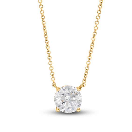 Jared Signature Lab-Grown Diamond Solitaire Necklace 2 ct tw Round 14K Yellow Gold 19" (SI2/F)