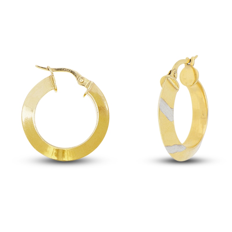 Italia D'Oro Polished Diamond-Cut Hoop Earrings 14K Yellow Gold