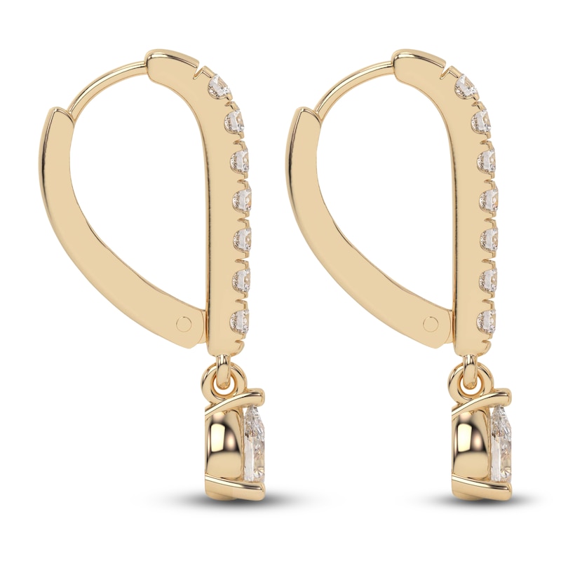 Main Image 3 of Diamond Drop Earrings 3/8 ct tw Pear/Round 14K Yellow Gold