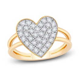 Diamond Heart Ring 1/2 ct tw Round 14K Yellow Gold