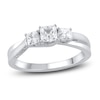 Thumbnail Image 1 of Diamond 3-Stone Engagement Ring 1 ct tw Princess/Round 14K White Gold