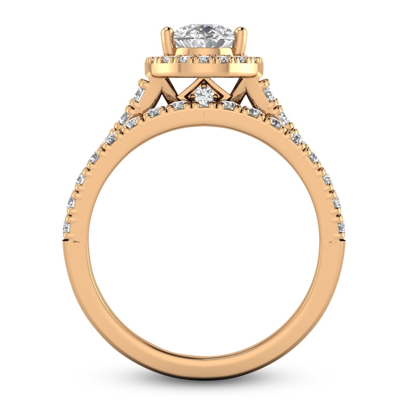 Main Image 2 of Diamond Halo Bridal Set 2 ct tw Pear/Round 14K Rose Gold