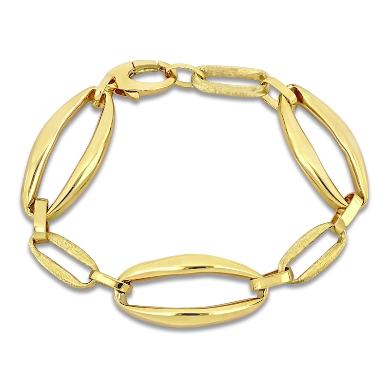 Main Image 1 of High-Polish Oval Link Bracelet 14K Yellow Gold 7.5"