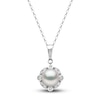 Thumbnail Image 1 of Yoko London Freshwater Cultured Pearl Pendant Necklace 1/8 ct tw 18K White Gold 18"