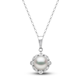 Yoko London Freshwater Cultured Pearl Pendant Necklace 1/8 ct tw 18K White Gold 18"