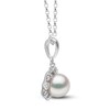 Thumbnail Image 2 of Yoko London Freshwater Cultured Pearl Pendant Necklace 1/8 ct tw 18K White Gold 18"