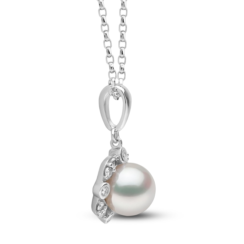 Main Image 2 of Yoko London Freshwater Cultured Pearl Pendant Necklace 1/8 ct tw 18K White Gold 18"