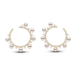 Yoko London Cultured Akoya Pearl Earrings 5/8 ct tw Diamonds 18K Yellow Gold