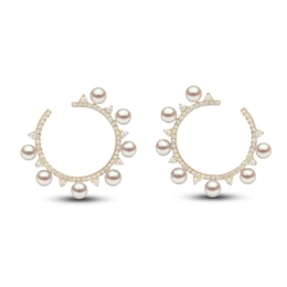 Yoko London Akoya Cultured Pearl Earrings 5/8 ct tw Diamonds 18K Yellow Gold